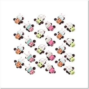 Cute Boba Bubble Tea  Pattern Design Merch Posters and Art